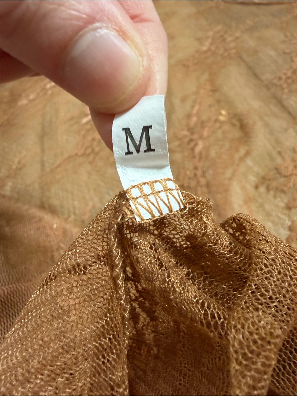 Rust Brown Sheer Lace Long-Sleeve Top - Picture 3 of 5